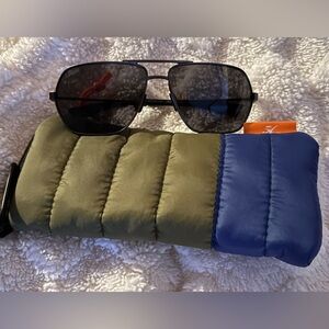 Field & Stream Black Aviator Sunglasses with Green and Blue Case